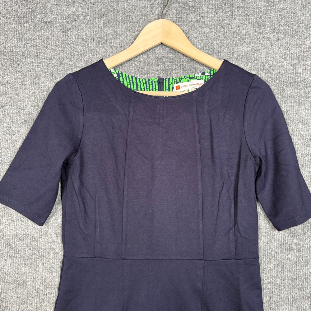 Jude Connally Sz XS Shift Mini Dress Black Rayon Nylon Blend Stretch Minimalist - Picture 2 of 8